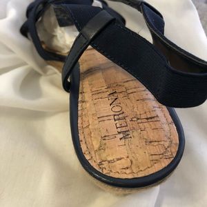 Navy wedge sandals